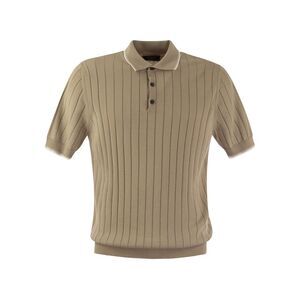 Peserico Men Polo Shirt In Pure Cotton Crepe Yarn With Flat Rib